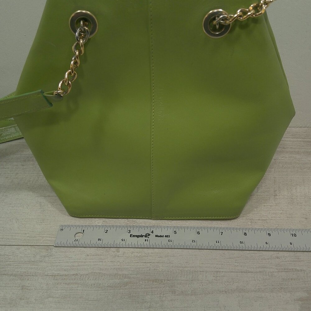 Vintage Nordstrom Made in Italy Green Leather hexagonal Bag Purse Pocketbook - Picture 7 of 14